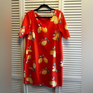 Be Bold Majolica Orange Lemon Print Dress. PTP Approx 19”